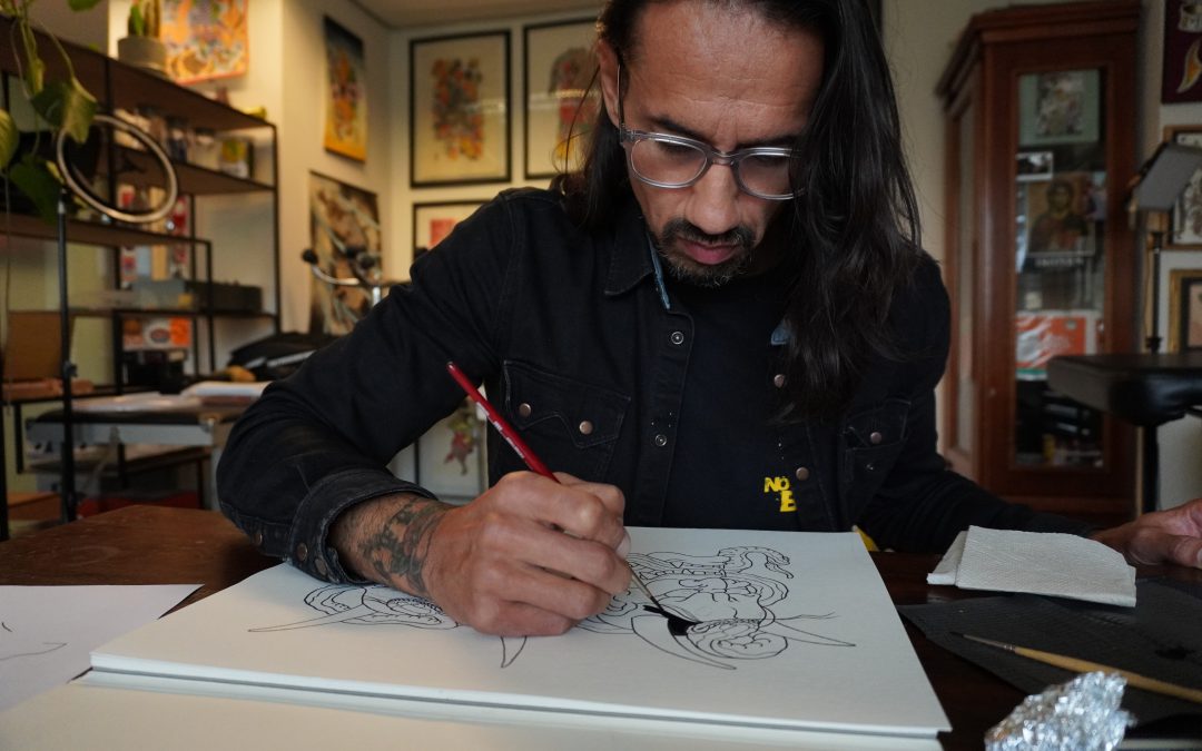 Akko painting on aquarel paper a flash sheet of tattoo designs ready to tattoo